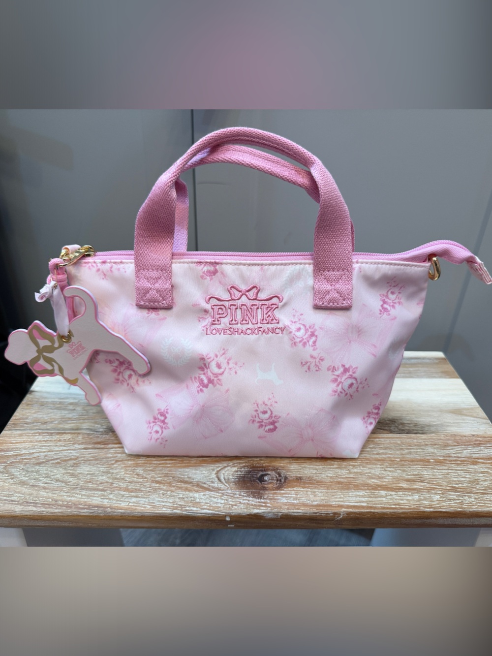NWT Small PINK Love Shack Fancy Victoria's Secret Pink Floral Tote